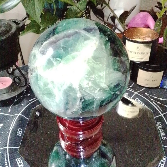 7.1 LB HUGE Druzy Statement Fluorite Crystal Ball Sphere Mineral & Many Rainbows - Picture 8 of 13